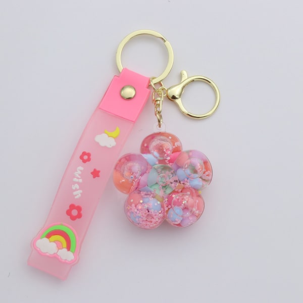 سرکلیدی شیشه ای آویز کیف آکواریومی گل صورتی 33854