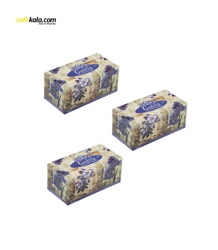 دستمال کاغذی 100 برگ گلریز مدل زنبق بسته 3 عددی