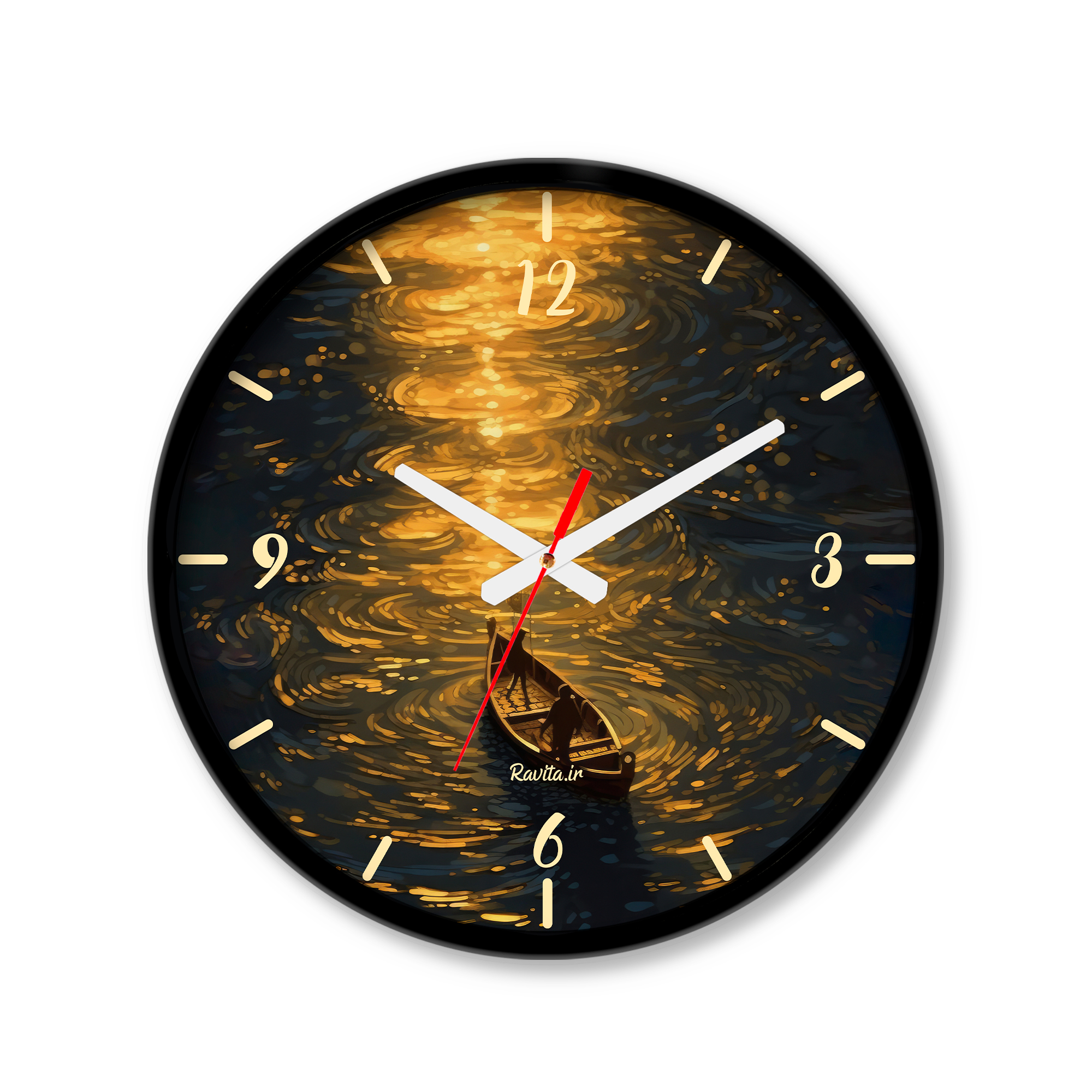 ساعت دیواری کوچک راویتا طرح مرد نقاشی قایق کد 3590