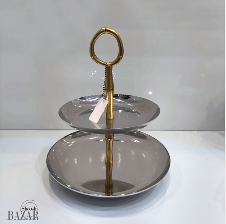 شیرینی خوری دو طبقه استیل دکوری مدل بامبو