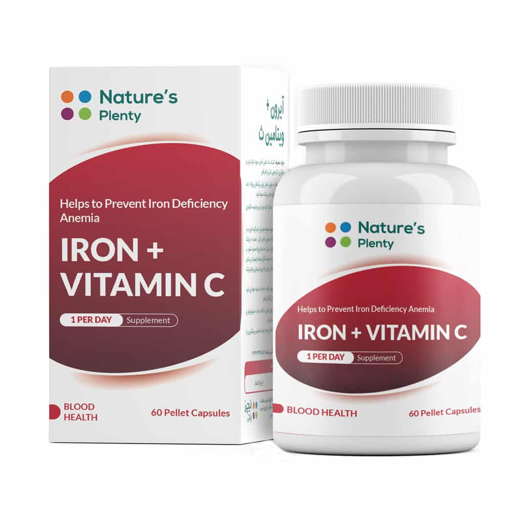 قیمت و خرید کپسول آهن با ویتامین C نیچرز پلنتی 60 عدد