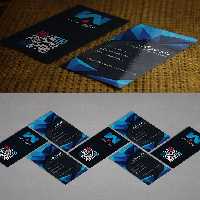 طرح لایه باز کارت ویزیت شرکتی چند وجهی آبی