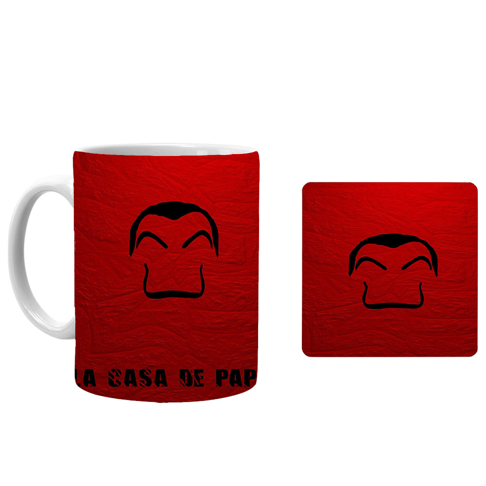 ماگ طرح سریال  Money Heist به همراه زیرلیوانی