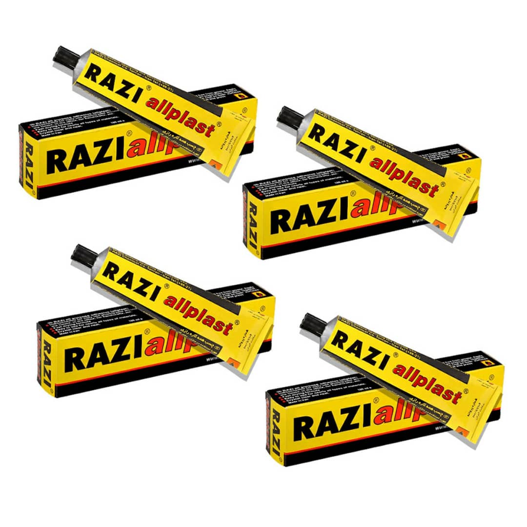 چسب همه کاره رازی مدل آل پلاست حجم 100 میلی لیتر بسته 4 عددی
