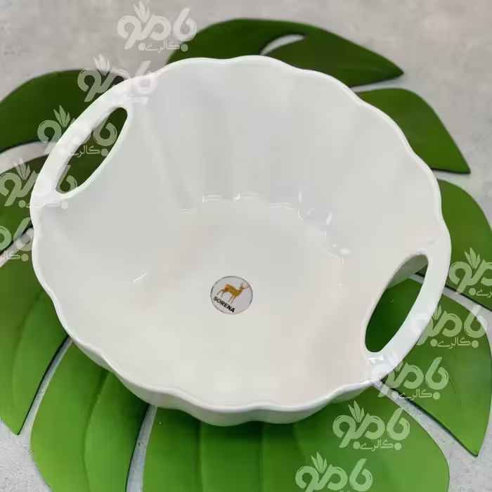 سرامیک سفید کاسه دو دسته دلمه ای