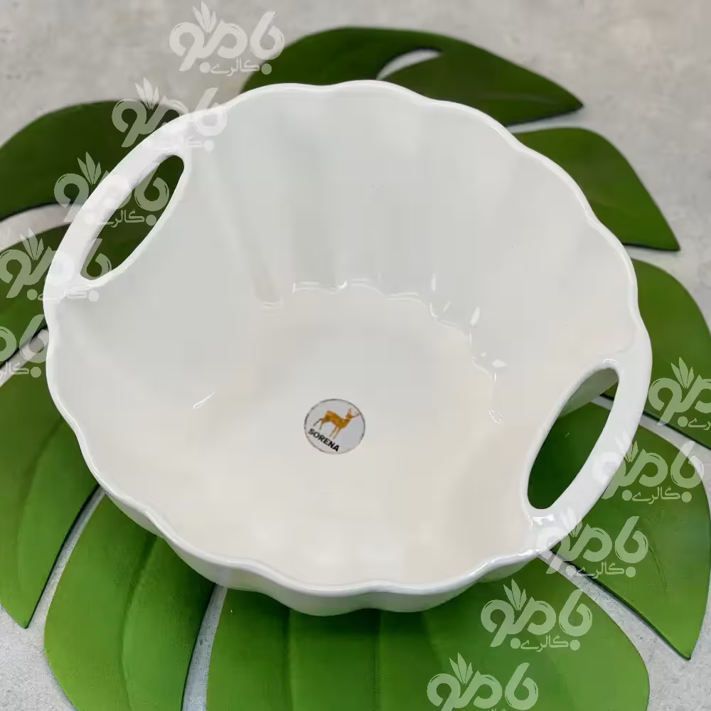 سرامیک سفید کاسه دو دسته دلمه ای