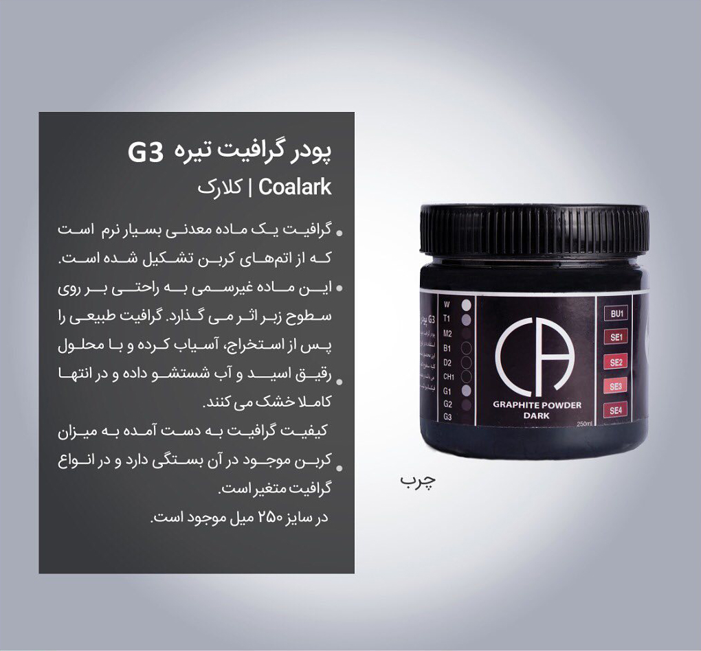 پودر گرافيت تيره چرب G3 کلارک حجم 250 ميل