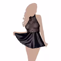لباس خواب ساتن و دانتل دلوین کد 028