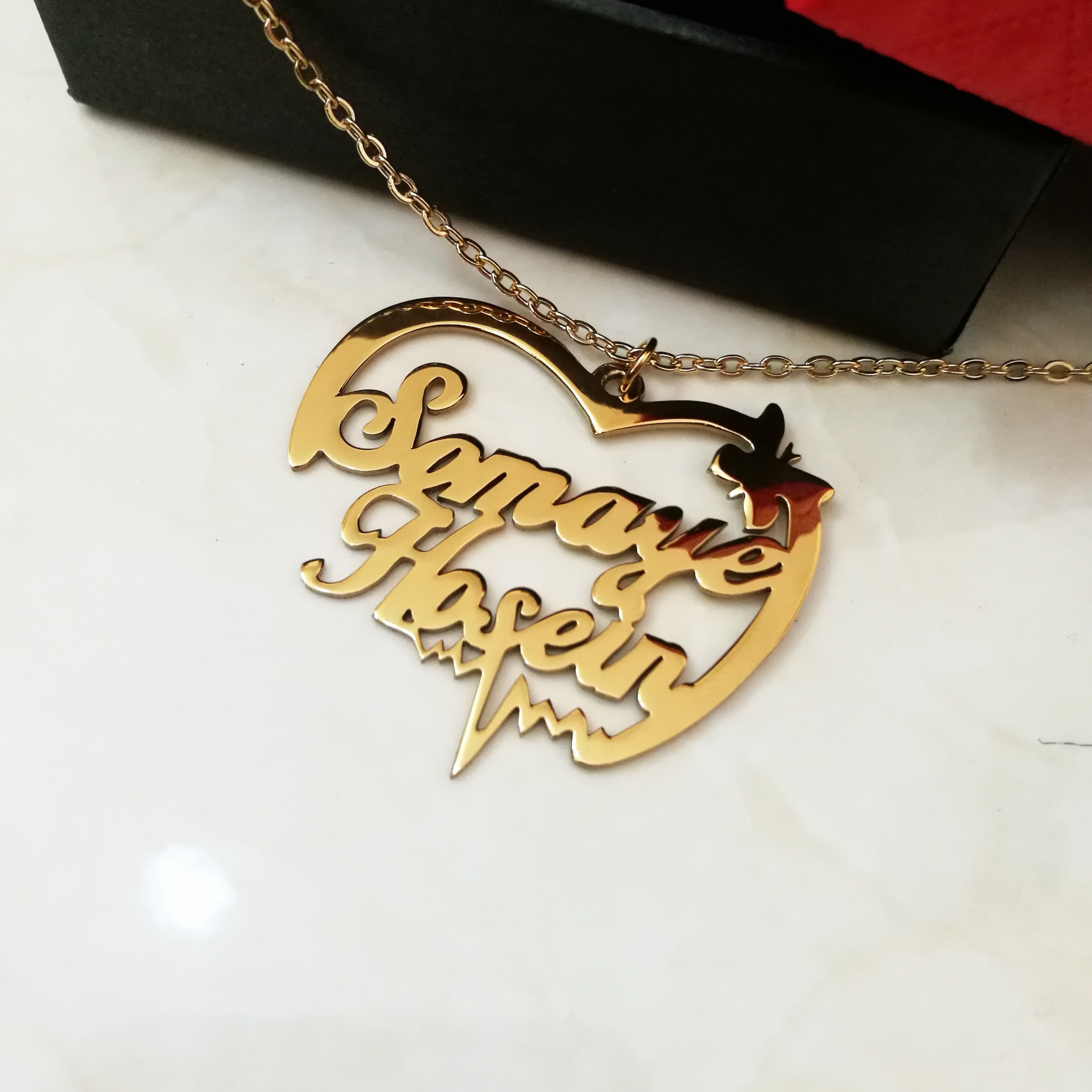 گردنبند اسم تلفیقی طرح قلب و ضربان