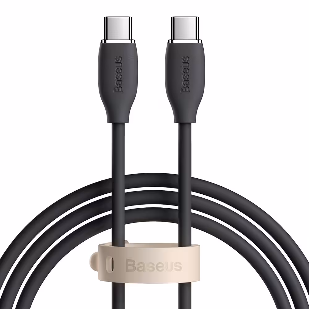 کابل شارژ USB-C به USB-C بیسوس مدل Jelly Liquid Silica CAGD030001 طول 1.2 متر توان 100 وات