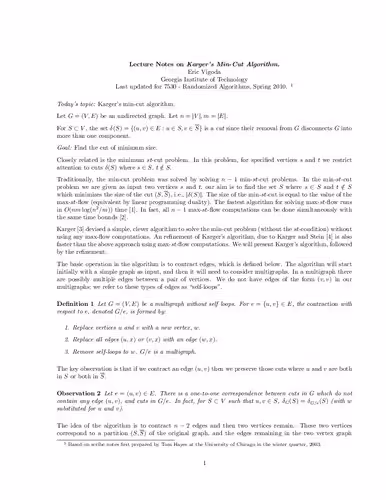 خرید و دانلود نسخه کامل کتاب Lecture Notes on Karger’s Min-Cut Algorithm
