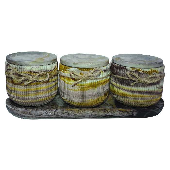 بانکه مدل سنگی کد 1003 مجموعه 3 عددی به همراه سینی