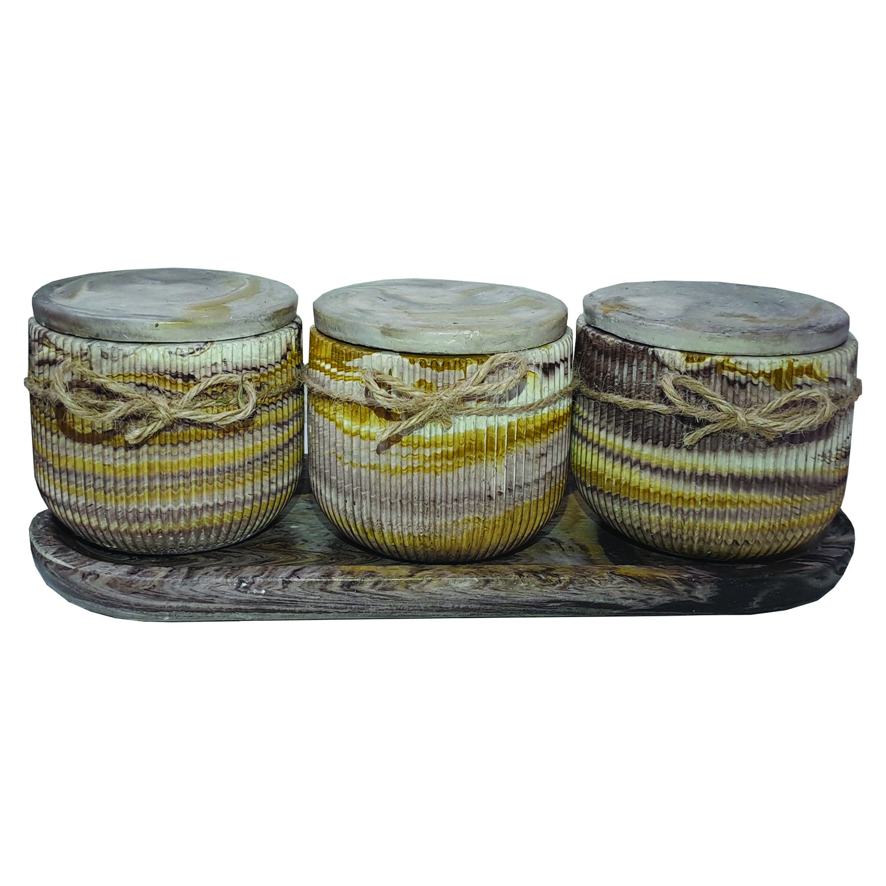 بانکه مدل سنگی کد 1003 مجموعه 3 عددی به همراه سینی