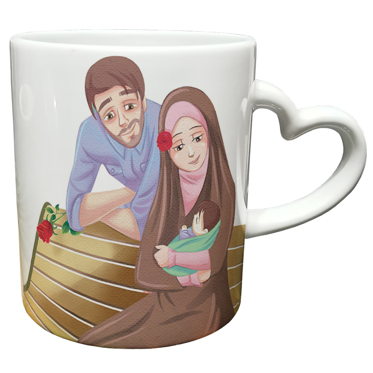 ماگ مدل دسته قلبی طرح عاشقانه کد 323