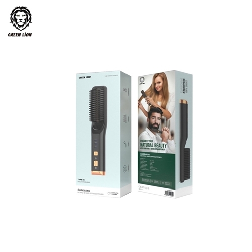 برس حرارتی صاف کننده مو و ریش گرین لاین Green Lion Cordless Beard and Hair Straightener GNOBLTRMBK