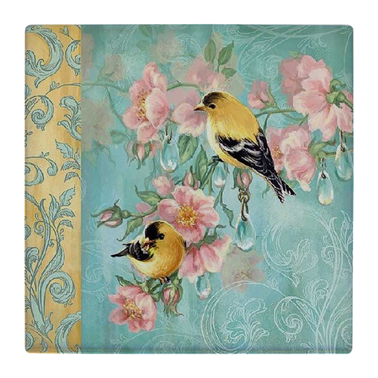 کاشی کارنیلا طرح پرنده و شاخه شکوفه کد wk3177