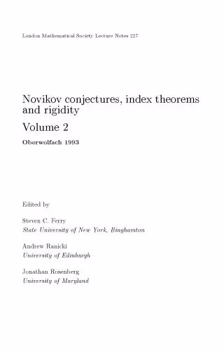 خرید و دانلود نسخه کامل کتاب Novikov conjectures, index theorems, and rigidity: Oberwolfach, 1993