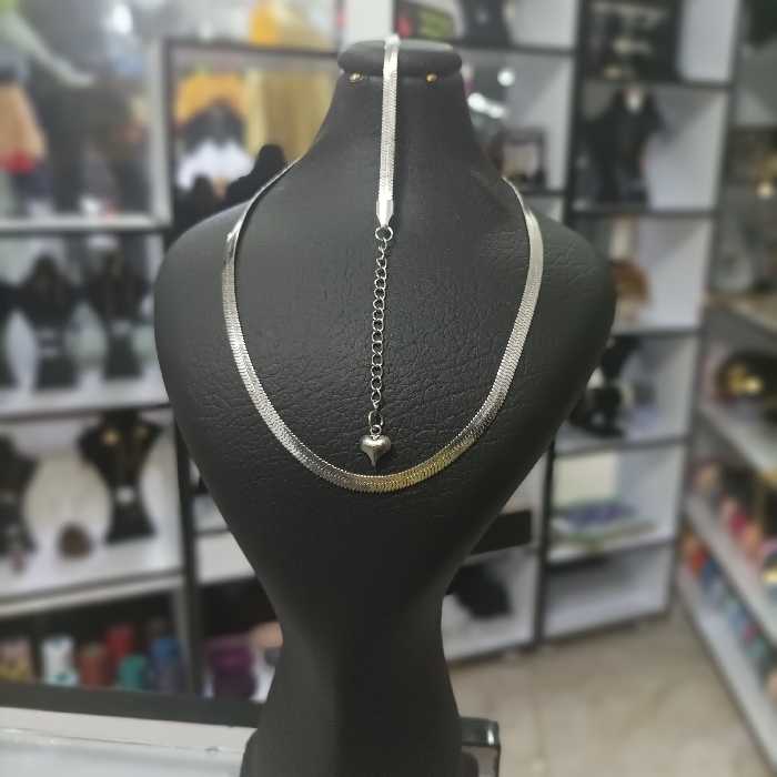 گردنبند و دستبند ماری نقره ای 4میل رنگ ثابت 