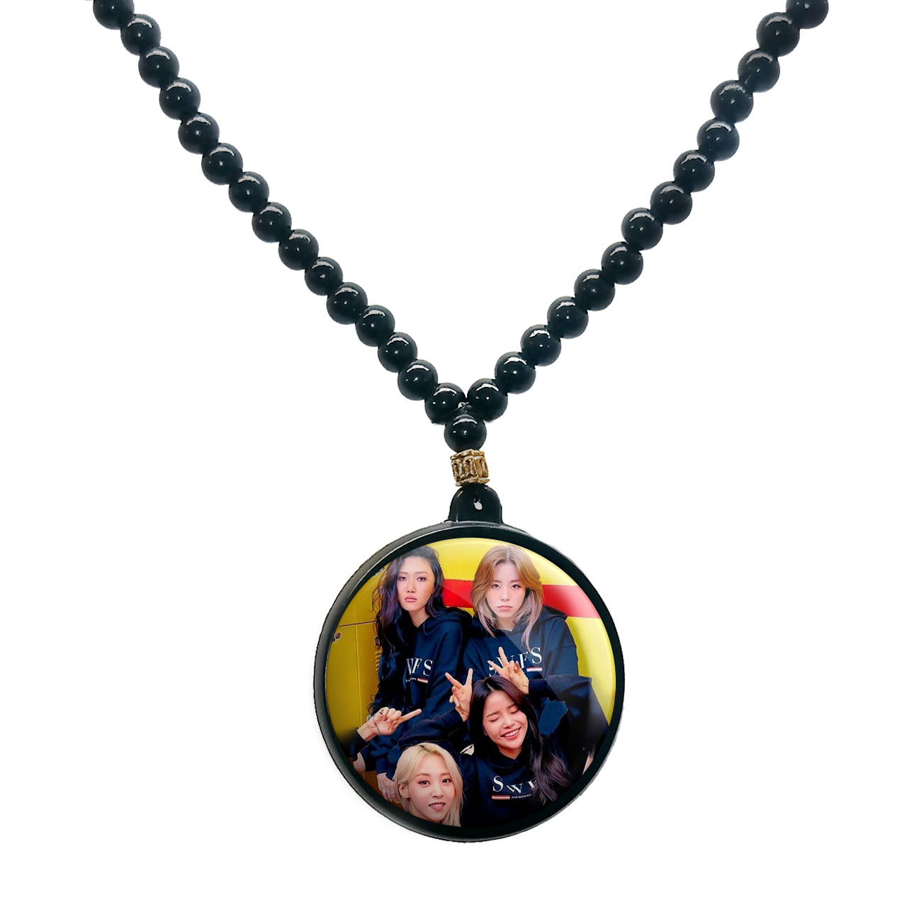 گردنبند پرمانه طرح Apinkگروه موسیقی کد pmd.12013مدل دو طرفه 