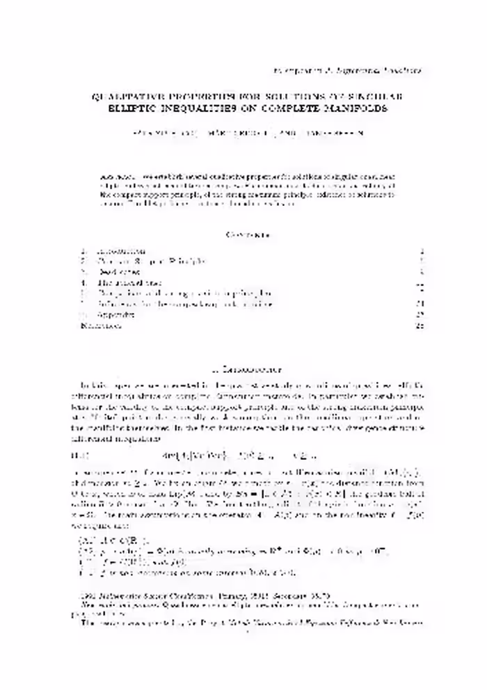 خرید و دانلود نسخه کامل کتاب Qualitative properties for solutions of singular elliptic inequalities on complete manifolds