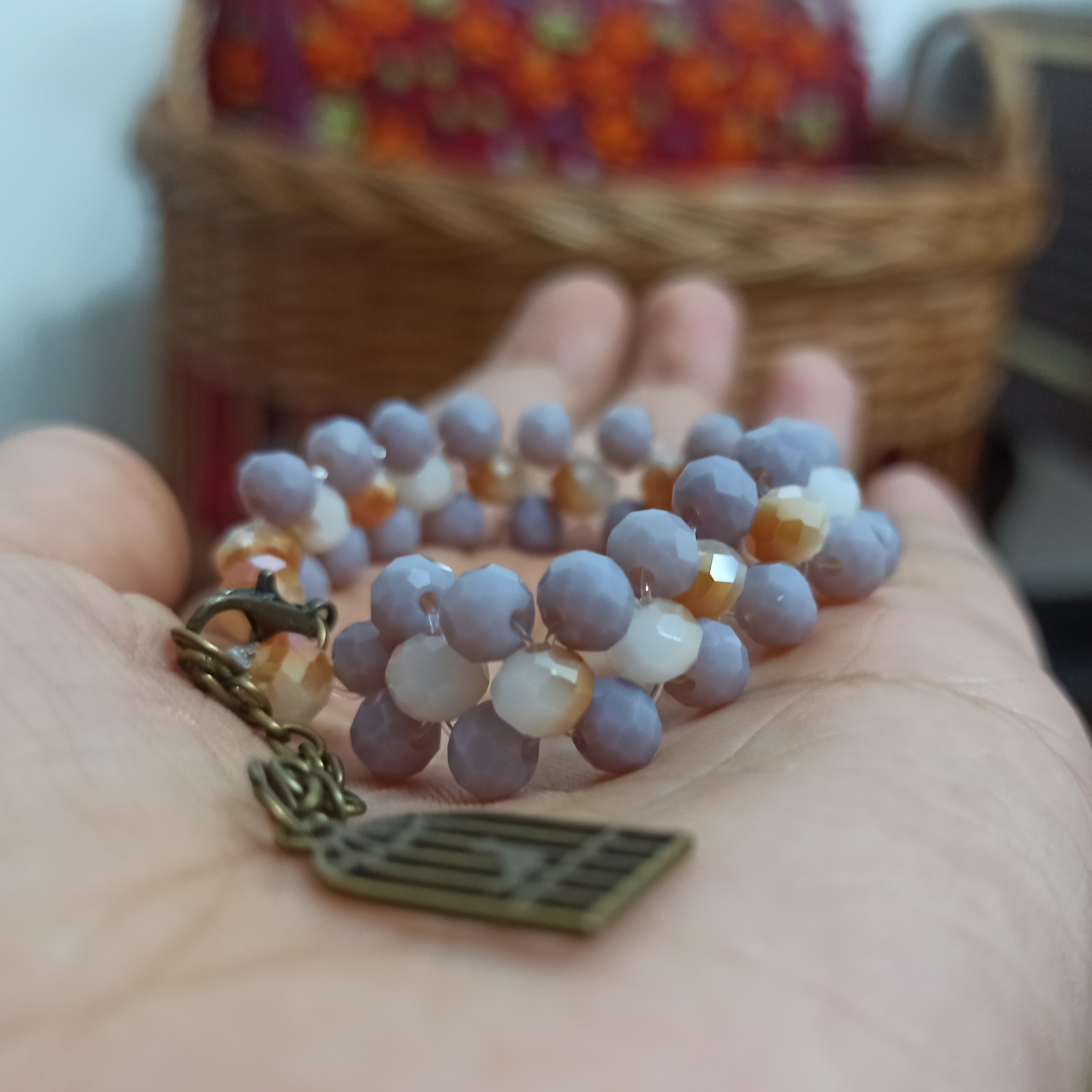 دستبند مروارید کریستال بنفش کبود