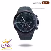 ساعت سنیور مردانه بند رابر سبز قاب مشکی کرنوگراف 1017