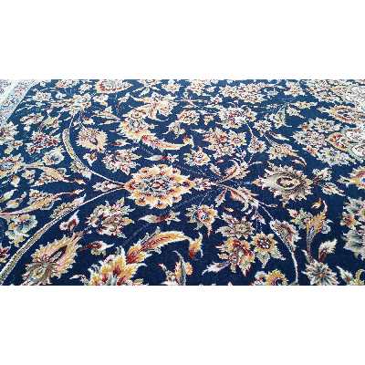 فرش ماشینی زمرد مشهد مدل 45003 زمینه آبی