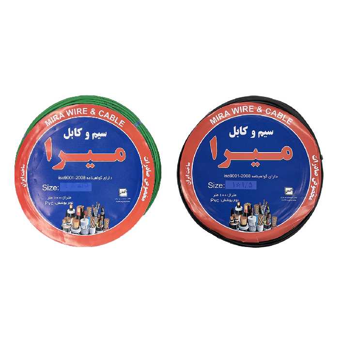 سیم برق افشان 1 در 1.5 و 1 در 2.5 میرا مدل 2.5G - 1.5BK بسته دو عددی