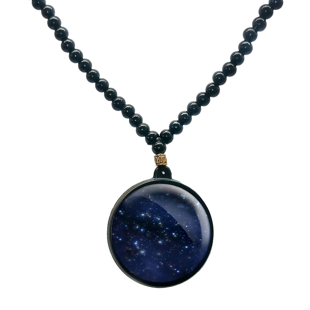 گردنبند پرمانه طرح ستاره و کهکشان کد pmd.25694 مدل دو طرفه