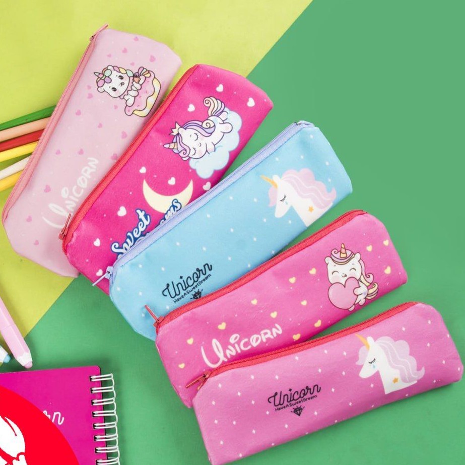 جامدادی تک زیپ مخمل یونیکورن