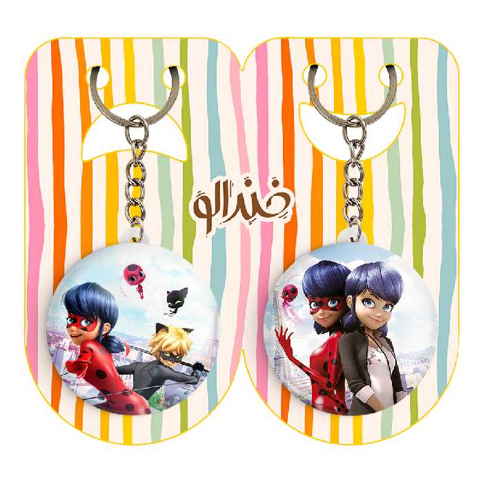 جاکلیدی خندالو مدل دختر کفشدوزکی و پسر گربه ای کد 35023503 مجموعه 2 عددی