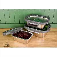 ست ظرف نگهدارنده 3 تیکه استیل یونیک کد 1409