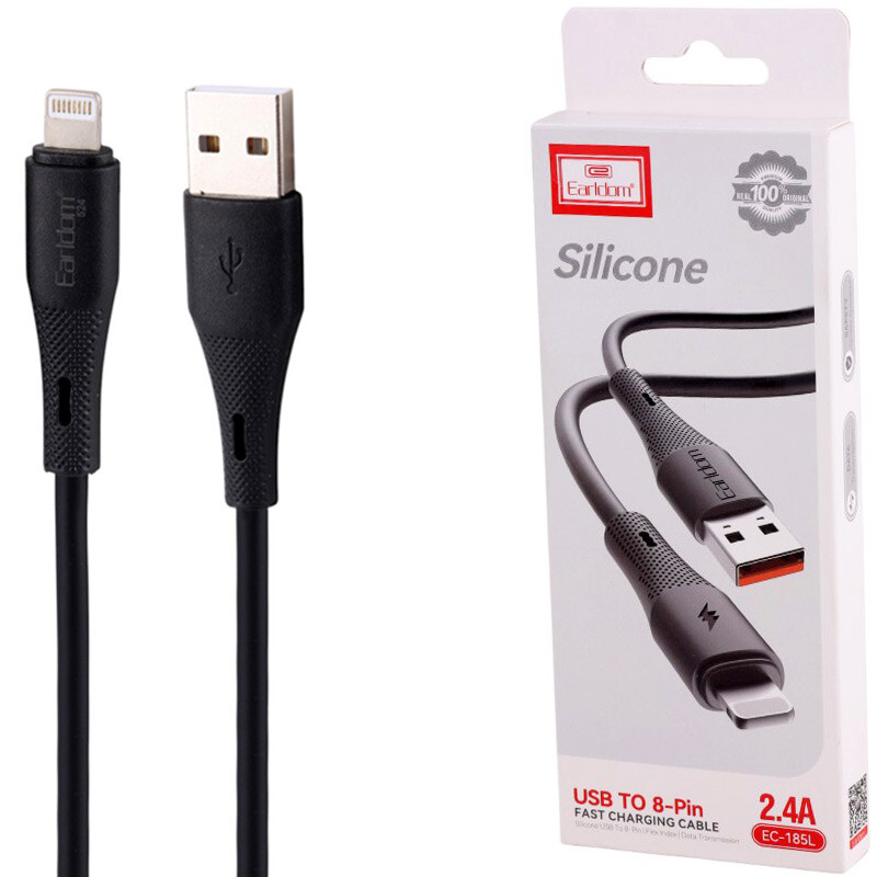 کابل آیفونی فست شارژ Earldom EC-185L 2.4A 1m