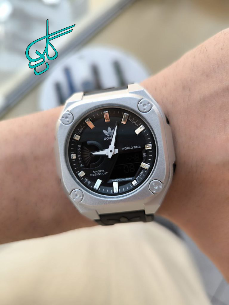 خرید ساعت اسپرت جی شاک Adidas ضدآب چراغدار کرنومتردار آلارم دار دو زمانه کیفیت عالی کد 1920926 - ردگل