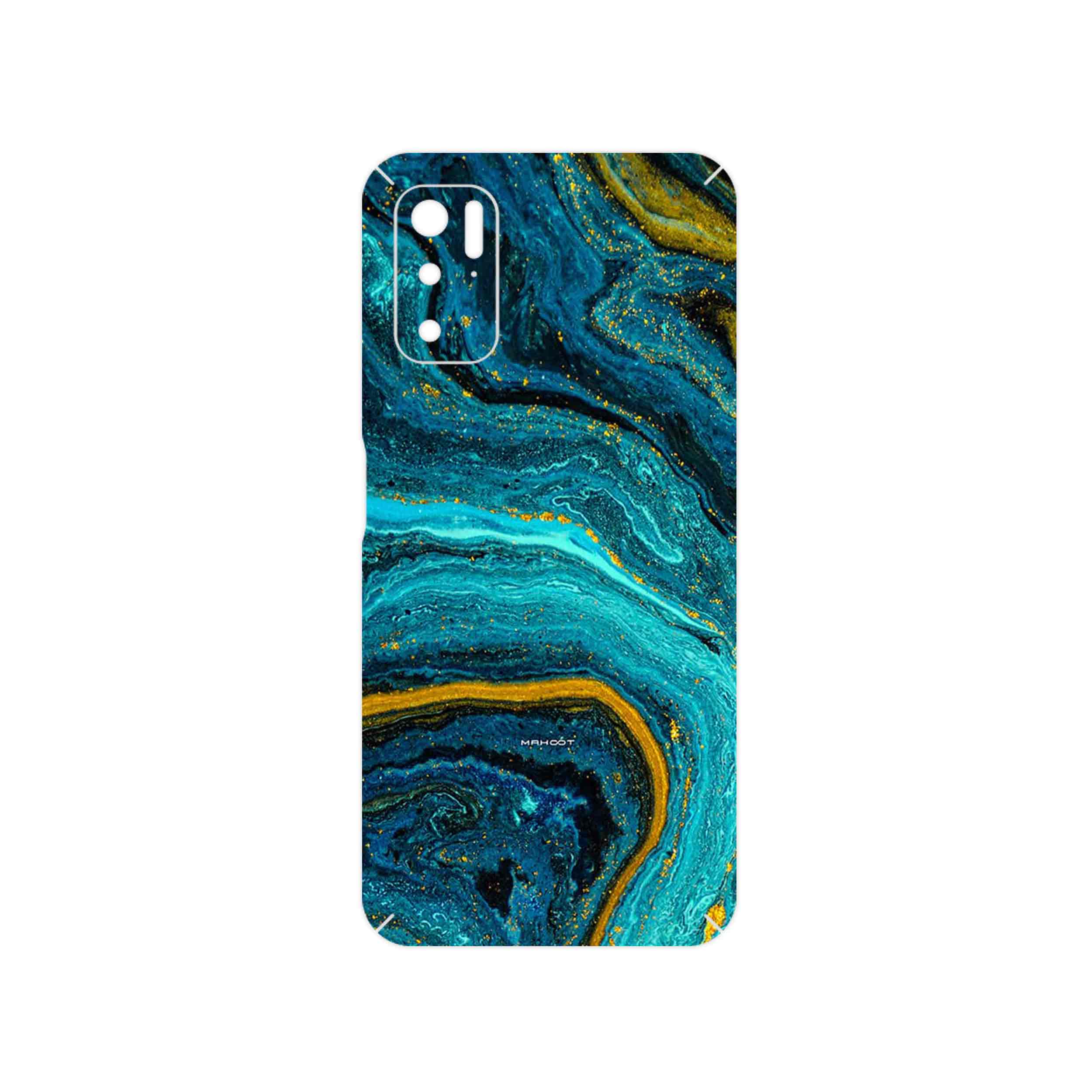 برچسب پوششی ماهوت مدل Turquoise marblewith golden streaks مناسب برای گوشی موبایل شیائومی Poco M3 Pro 5G