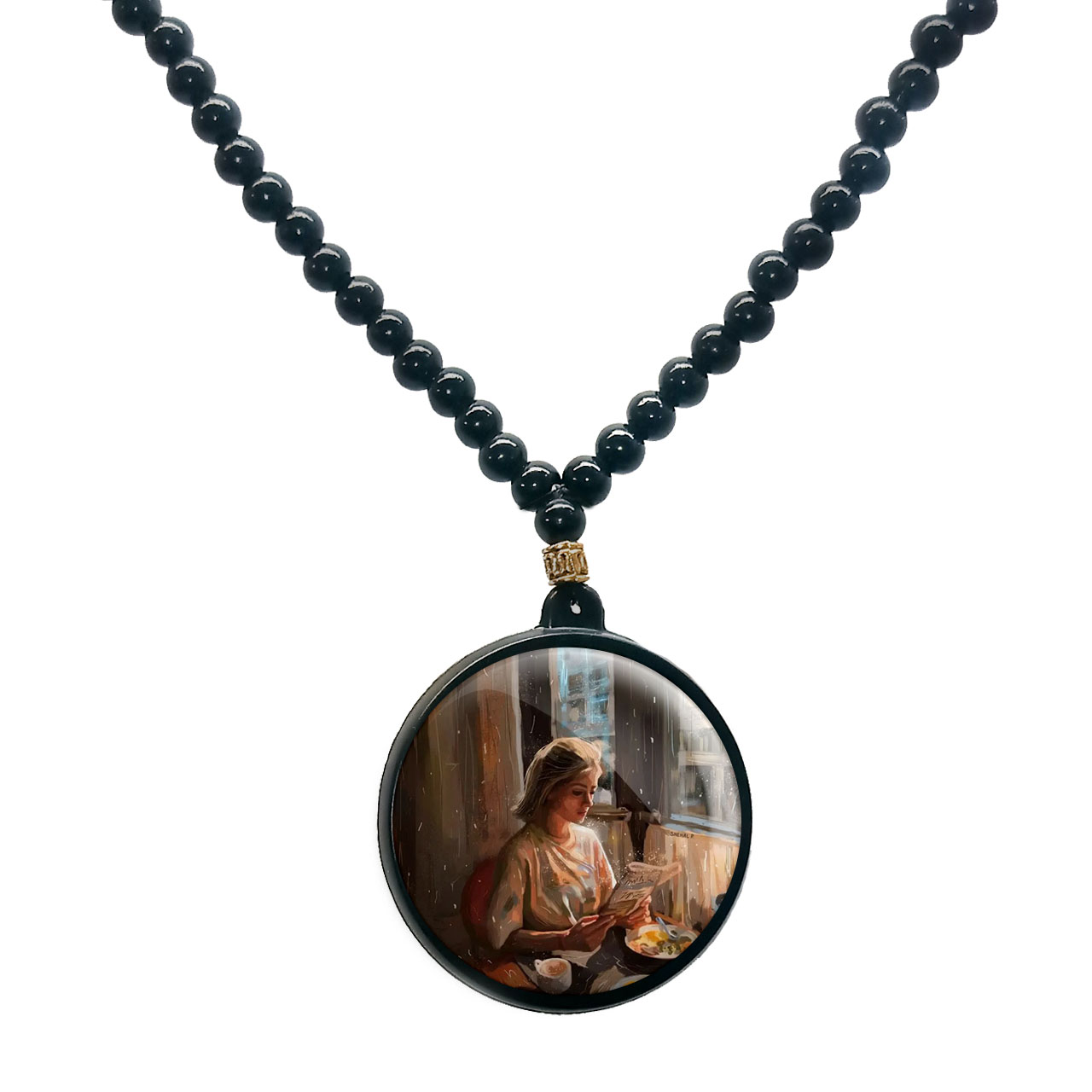 گردنبند پرمانه طرح دخترونه کد pmd.23404 مدل دو طرفه