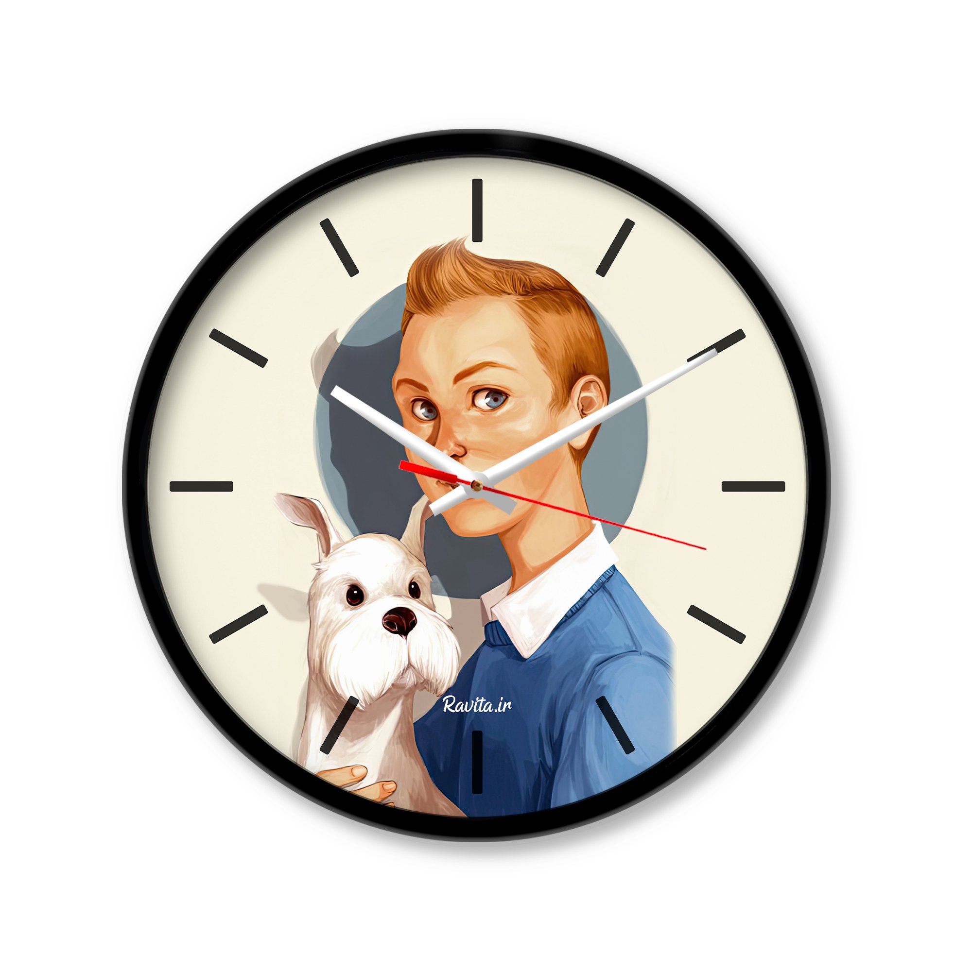 ساعت رومیزی راویتا مدل تن تن  3367 در رنگ های مشکی و سفید