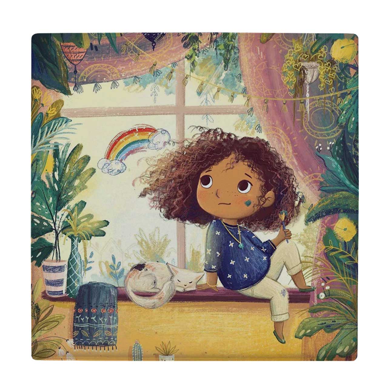 کاشی طرح دختر بچه و گربه کد wk3347