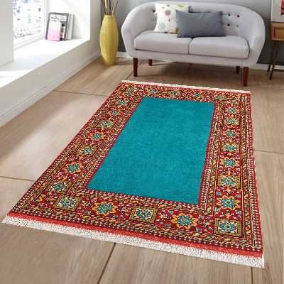 فرش دستبافت یک و نیم متری طرح زمینه ساده کد AA483