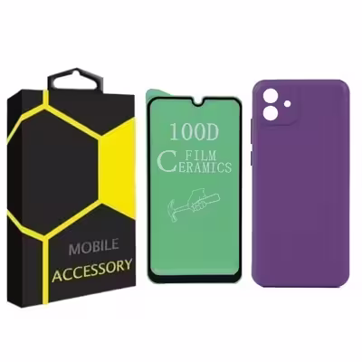 کاور مدل Silicone مناسب برای گوشی موبایل سامسونگ Galaxy A04e به همراه محافظ صفحه نمایش