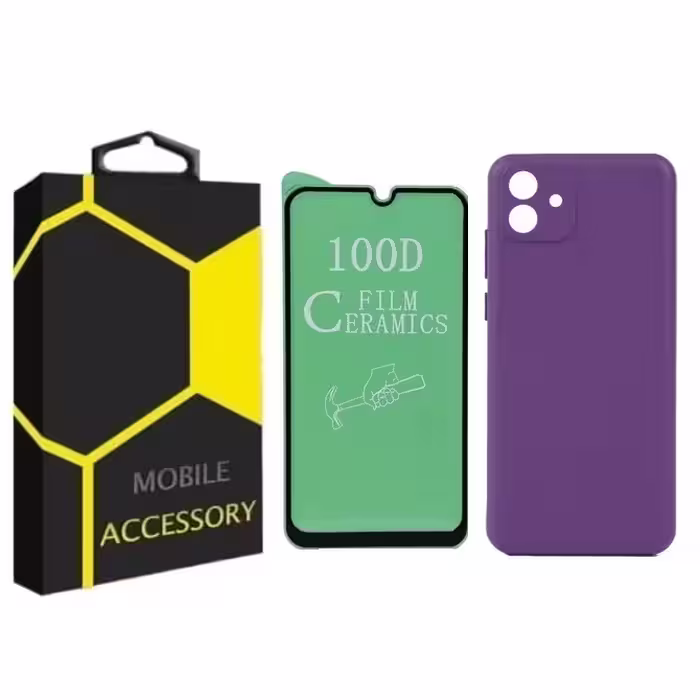 کاور مدل Silicone مناسب برای گوشی موبایل سامسونگ Galaxy A04e به همراه محافظ صفحه نمایش