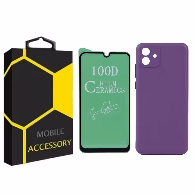 کاور مدل Silicone مناسب برای گوشی موبایل سامسونگ Galaxy A04e به همراه محافظ صفحه نمایش