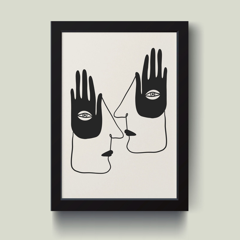 تابلو مدل مینیمال Hand face کدS1612-b | دنیای قاب