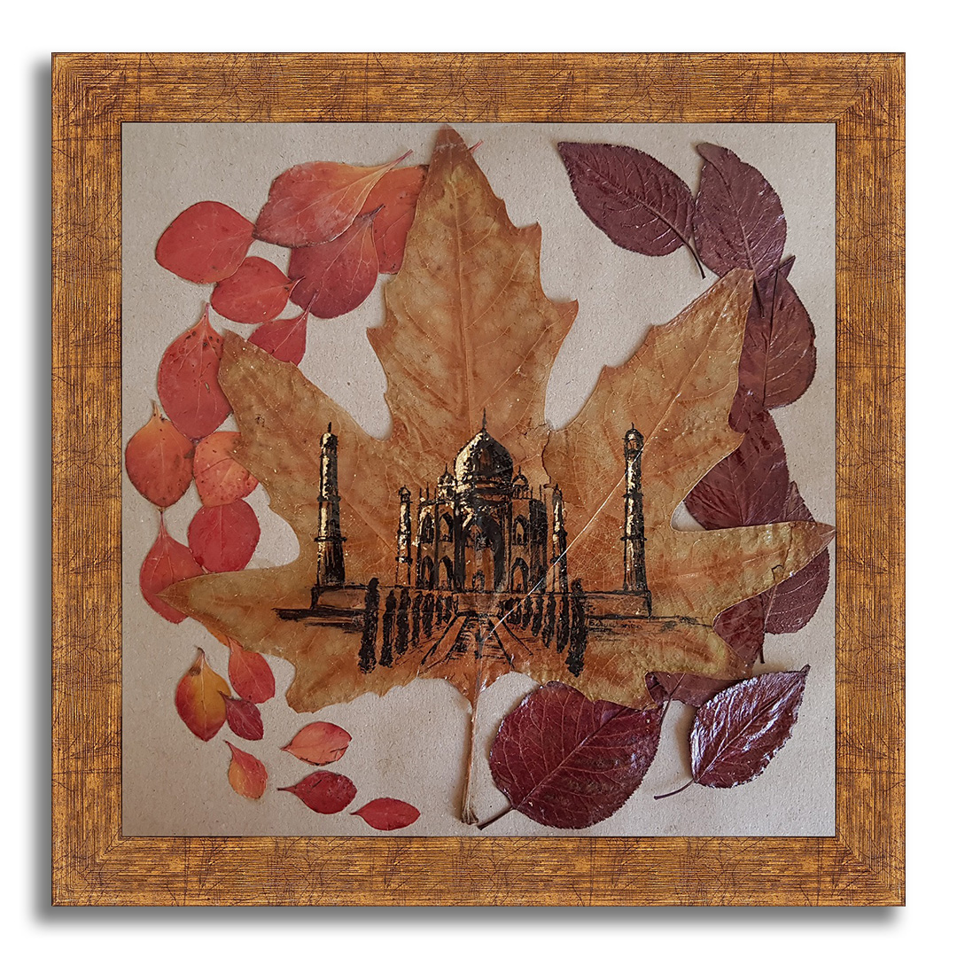تابلو نقاشی مدل برگ پاییزی طرح تاج محل