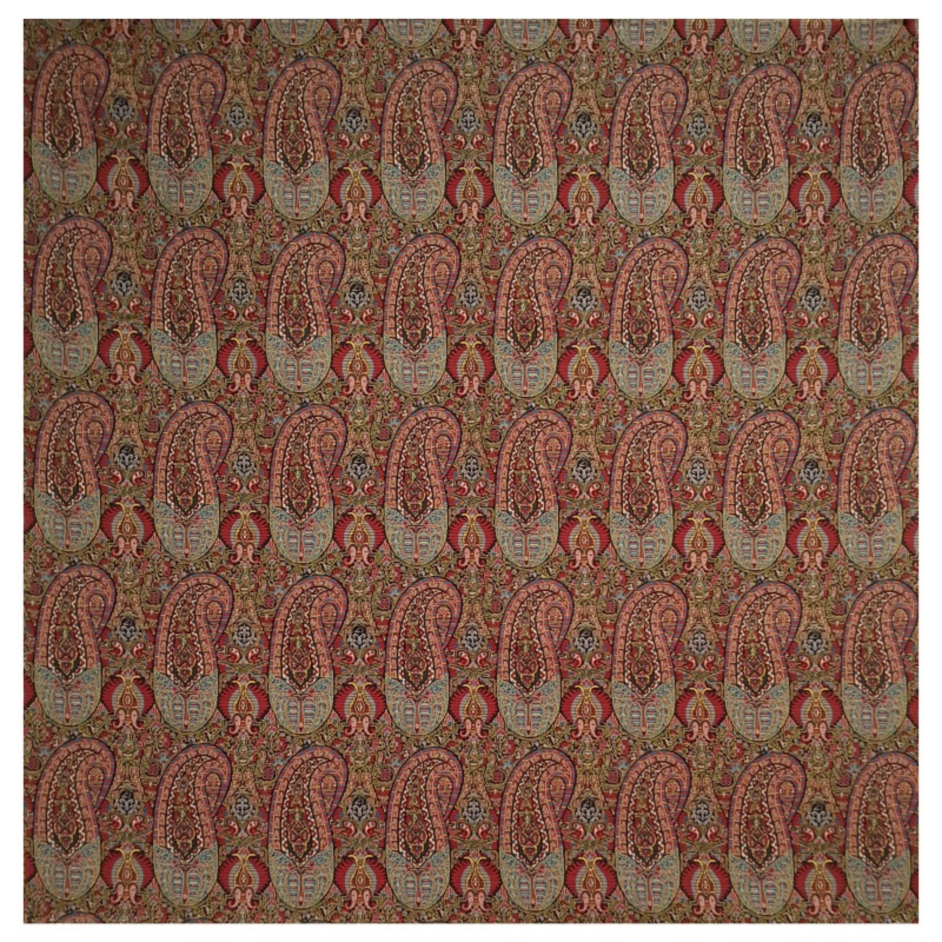 رومیزی ترمه مربع نخی  کد TRM22  رنگ طوسی  آستر زرشکی