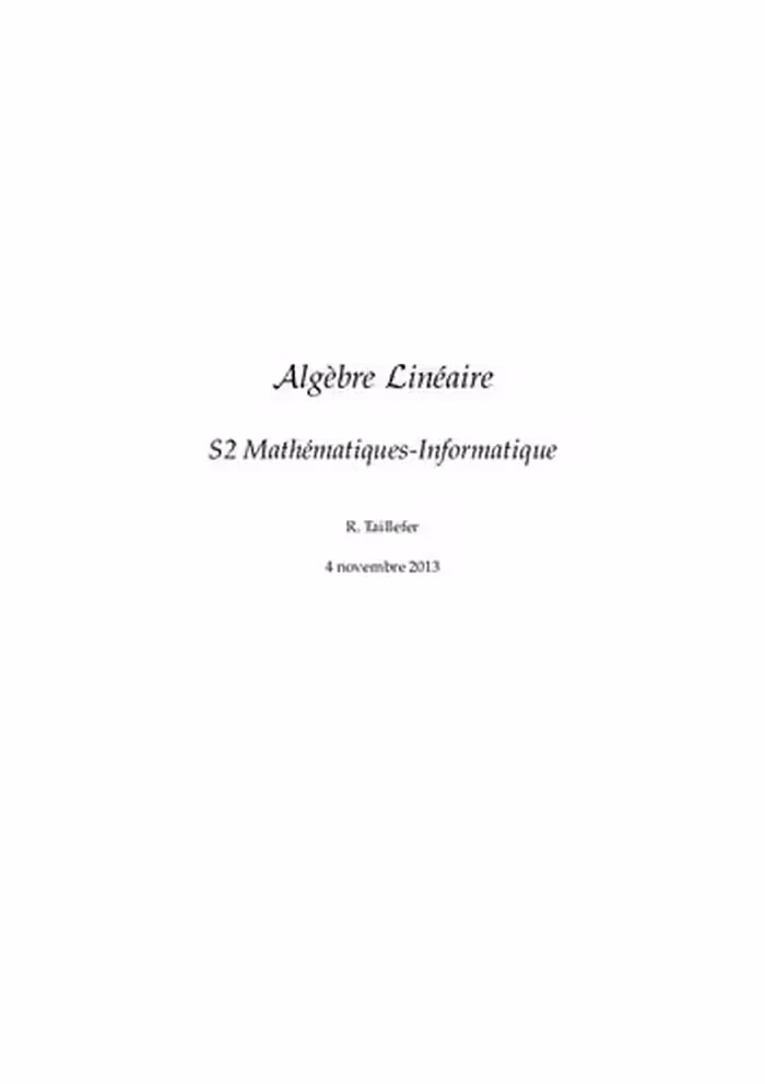 خرید و دانلود نسخه کامل کتاب Algèbre Linéaire (S2 Mathématiques-Informatique)
