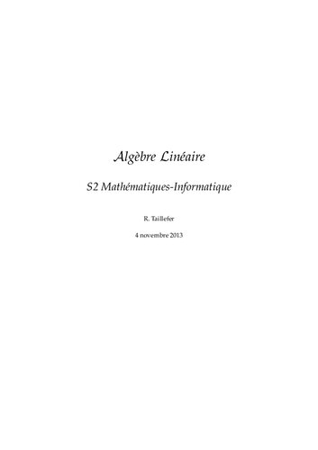 خرید و دانلود نسخه کامل کتاب Algèbre Linéaire (S2 Mathématiques-Informatique)