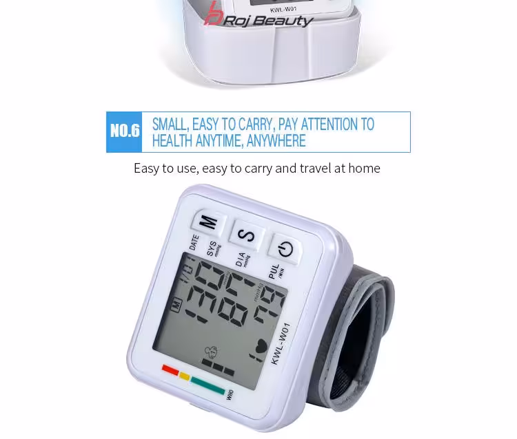 مانیتور فشار خون مچ دست قابل حمل KWL-W01 فشار سنج فشار سنج دیجیتال سخنگو