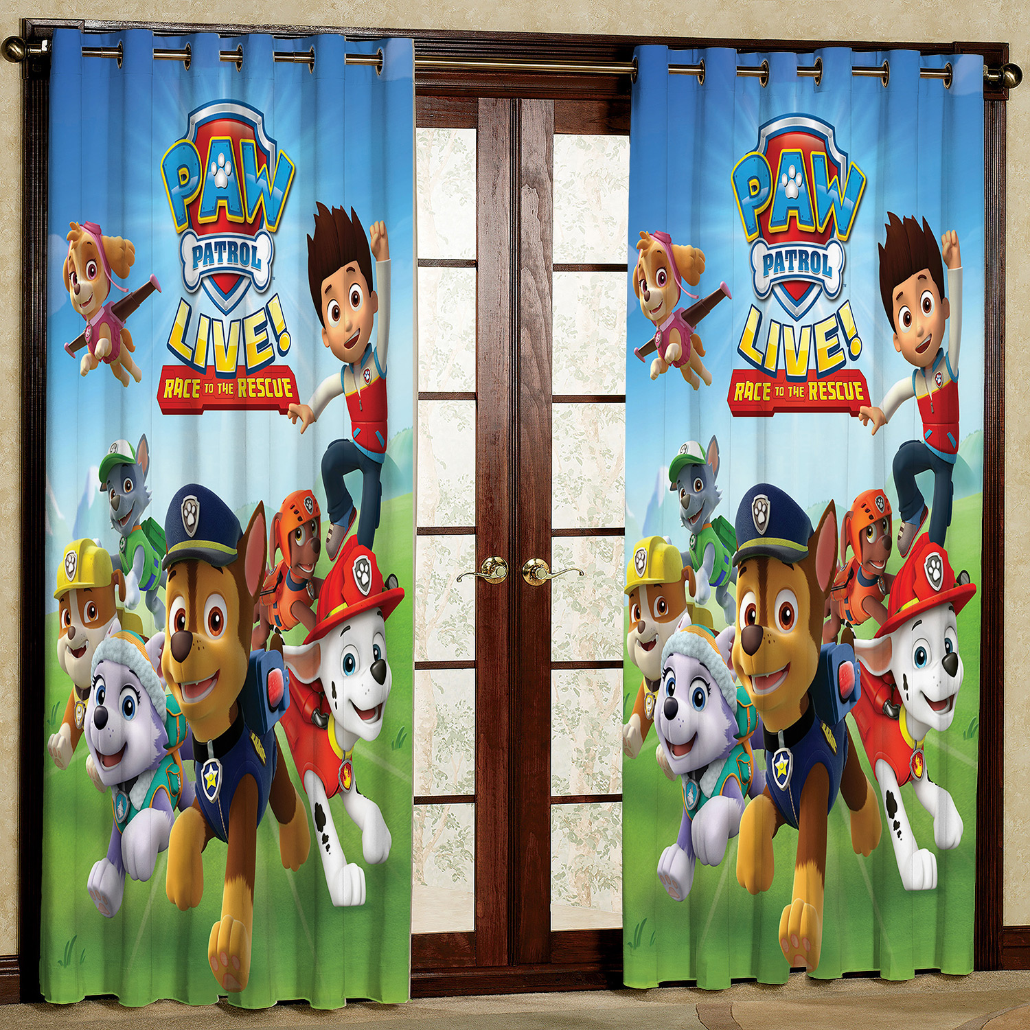  پرده مدل کارتون سگ های نگهبان مخمل پانچی کد 934 سایز 140x280 سانتی متر