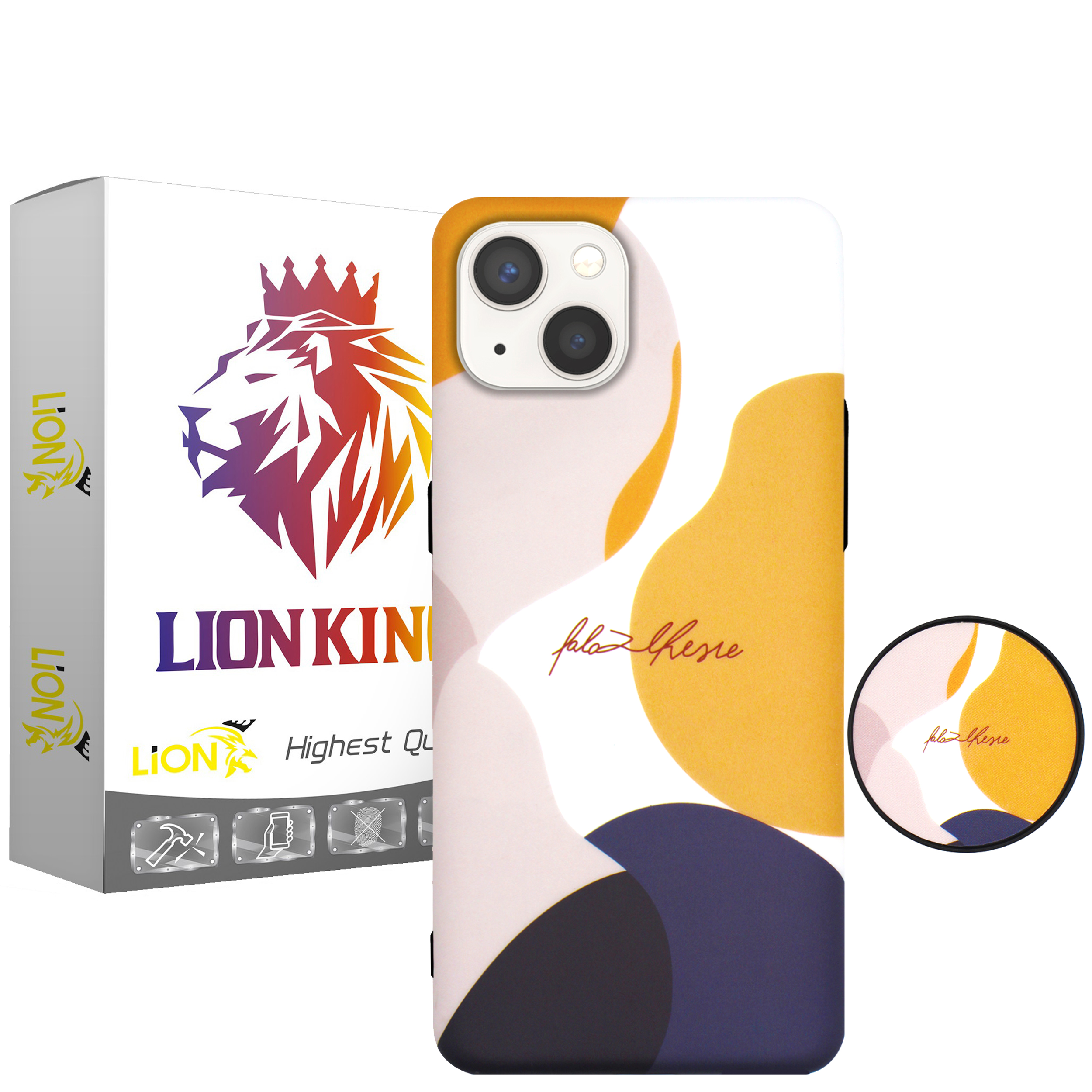       کاور لاین کینگ مدل IMD keremi مناسب برای گوشی موبایل  اپل iPhone 13  به همراه پایه نگهدارنده